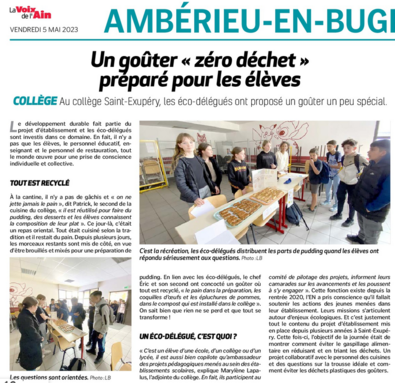La Voix de l'Ain, édition Bugey, Ambérieu 0 déchets le 05 05 2023.png